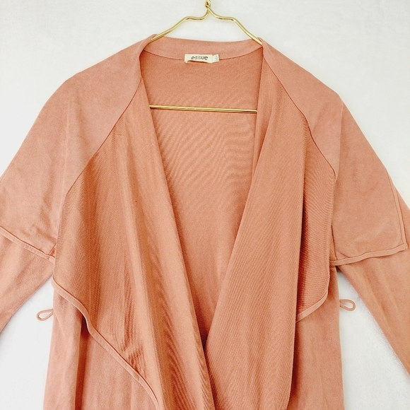 Essue Orange Knit Lagenlook Open Front Long Cardigan Wrap Coat P2081 - Picture 2 of 7